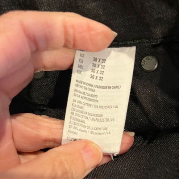 American Eagle Extreme Flex 4 Slim Straight Men's Black Stonewashed Jeans 30x32 - Picture 10 of 11